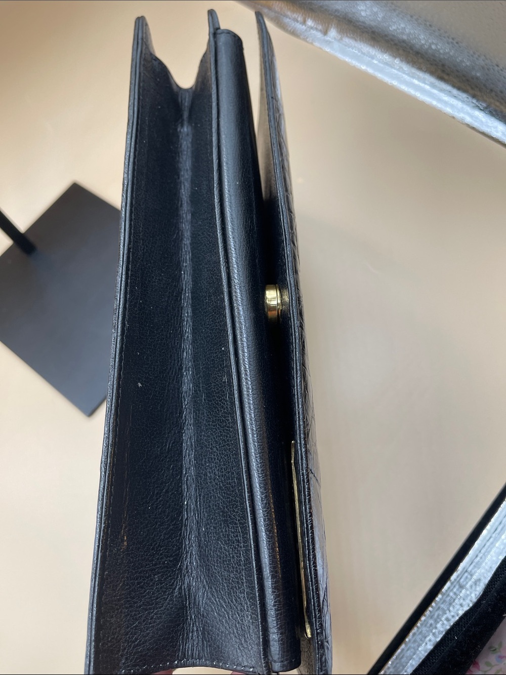 Black Croc-Embossed Leather Clutch by Crocodile Thailand - Picture 4 of 10